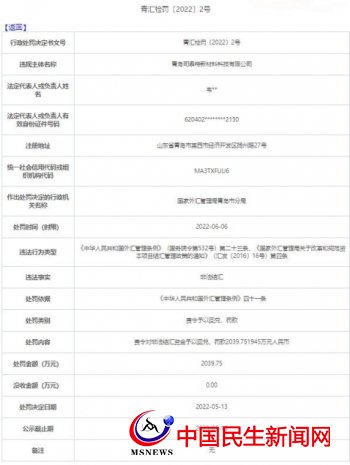 青島司泰特新材料科技公司違法非法結(jié)匯被罰2040萬(wàn) 